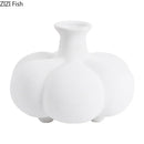 Axyaa Pumpkin Ceramic Vase: Minimalist Desk Decoration for Flowers with Artificial Floral Arrangement