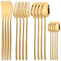 Axyaa Gold Stainless Steel Cutlery Set - 16 Piece Christmas Dinnerware Silverware Kit