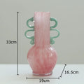 Axyaa Hexagonal Glass Vase with Artificial Flowers Desk Decor Aesthetic Display