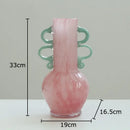 Axyaa Hexagonal Glass Vase with Artificial Flowers Desk Decor Aesthetic Display