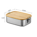 Axyaa Stainless-Steel Bento Box with Wooden Lid: Leak-Proof Food Container