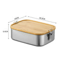 Axyaa Stainless-Steel Bento Box with Wooden Lid: Leak-Proof Food Container