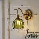 Axyaa Glass Copper Switch Wall Sconce Nordic Modern Bedside Lamp Wandlamp