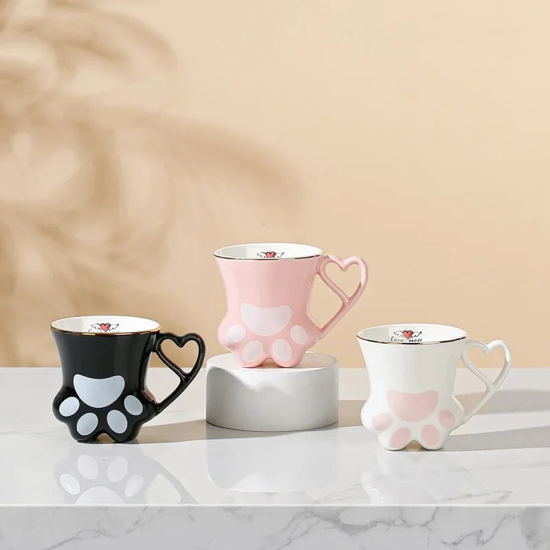 Axyaa Ceramic Cat Scratch Paw Cup - 300ml High Appearance Level Teacup Pair