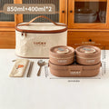 Axyaa Stainless Steel Insulated Lunch Box, Leakproof Divided Container, Microwave Safe