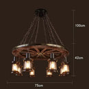 Axyaa Industrial Glass & Wood Chandelier - Retro Style for Restaurants, Bars & Coffee Shops