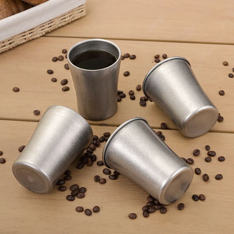 Axyaa Stainless Steel Retro Beer Mug: Double-Layer Coffee Cup for Outdoor Camping