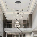 Axyaa Gold Spiral Staircase Chandelier for Dining Living Room Loft, Simple Luxury Hanging Lamps