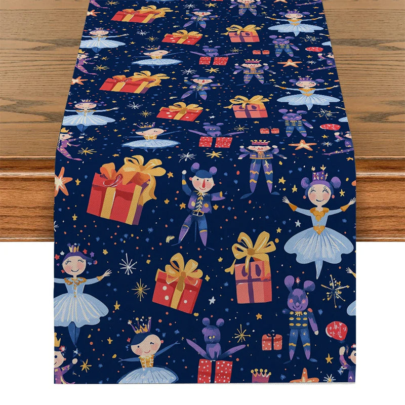 Axyaa Christmas Cartoon Table Runner Farmhouse Decor for Dining Table