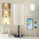 Axyaa Dimmable Cylindrical Bedside Table Lamp with USB Charging