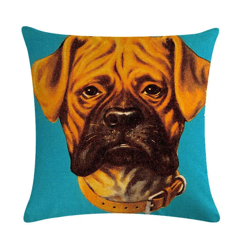 Cartoon Dog Cushion Cover by Axyaa - Linen Pet Pillow for Home Office Sofa Decor