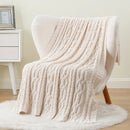 Axyaa Chenille Plaid Throw Blanket - Soft & Thick Knitted Bedspread