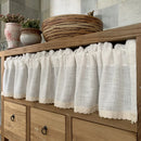 Axyaa Cotton Linen Lace Hem Short Kitchen Curtains - Nordic Style Small Window Treatment