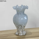 Axyaa Gradient Glass Vase with Artificial Flowers for Desk Decoration