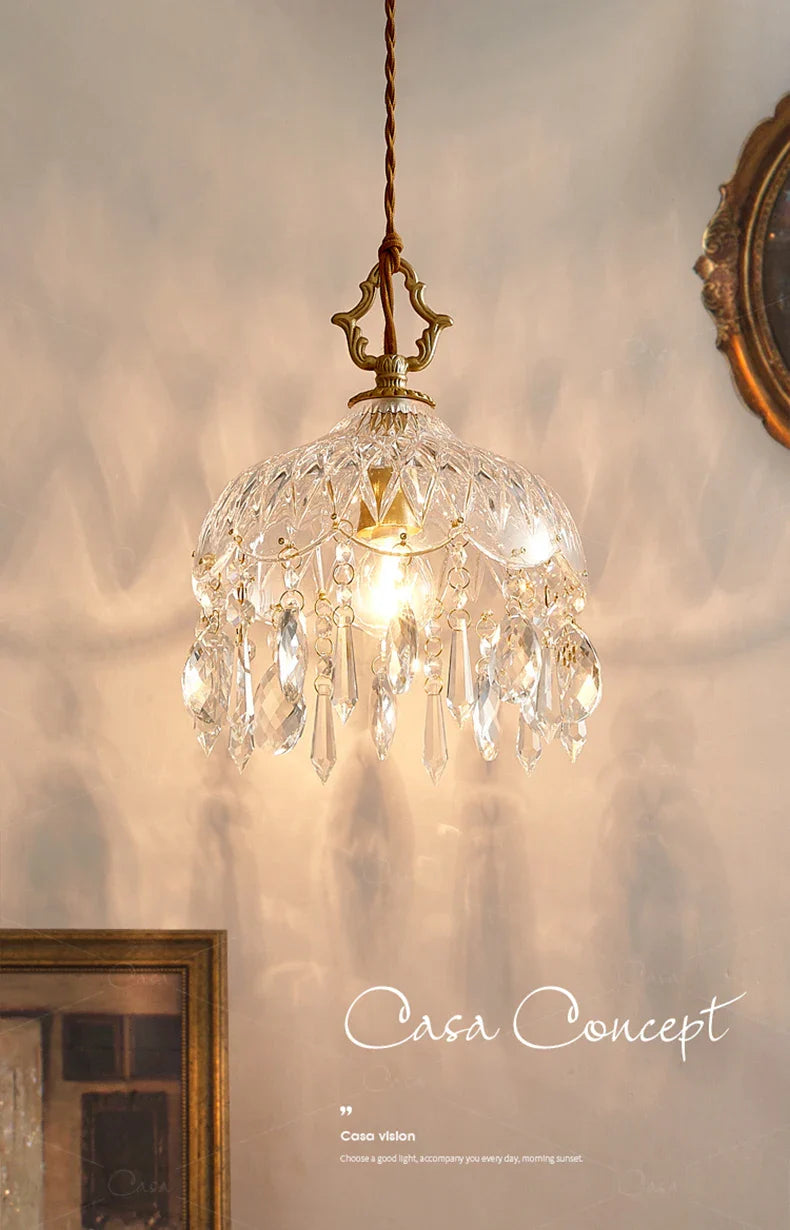Axyaa Medieval Crystal Wall Lamp Bedroom Living Room Luxury French Glass Lights