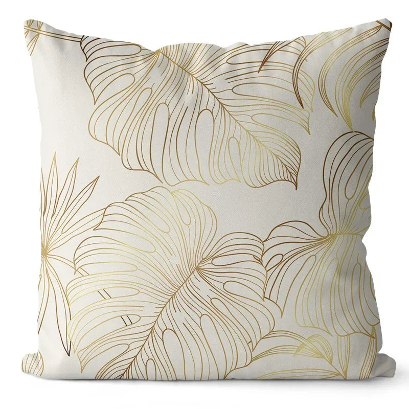 Axyaa Ginkgo Print Cushion Cover - Square Pillowcase for Home Decor