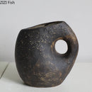Axyaa Retro Ceramic Vase with Creative Handle for Table Decoration and Flower Arrangement