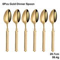 Axyaa Gold Cutlery Set Stainless Steel Mirror Sliver Fork Spoon Western Double Sided Pattern