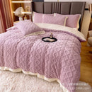 Axyaa Winter Rabbit Velvet Four-Piece Bedding Set in Solid Color