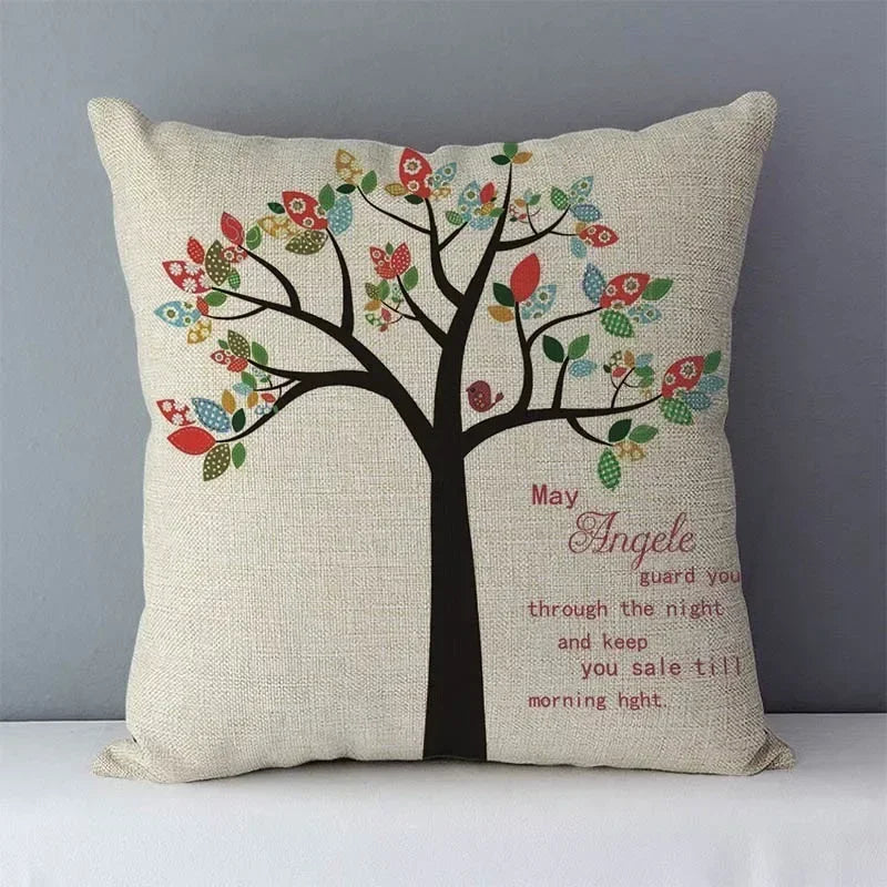 Axyaa Trees Printed Cozy Cushion for Living Room - Home Decor Pillowcase 45x45cm