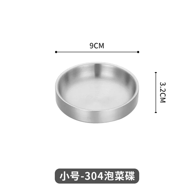 Axyaa Stainless Steel Double Layer Sauce Dip Bowls Snack Plate for BBQ Seasoning