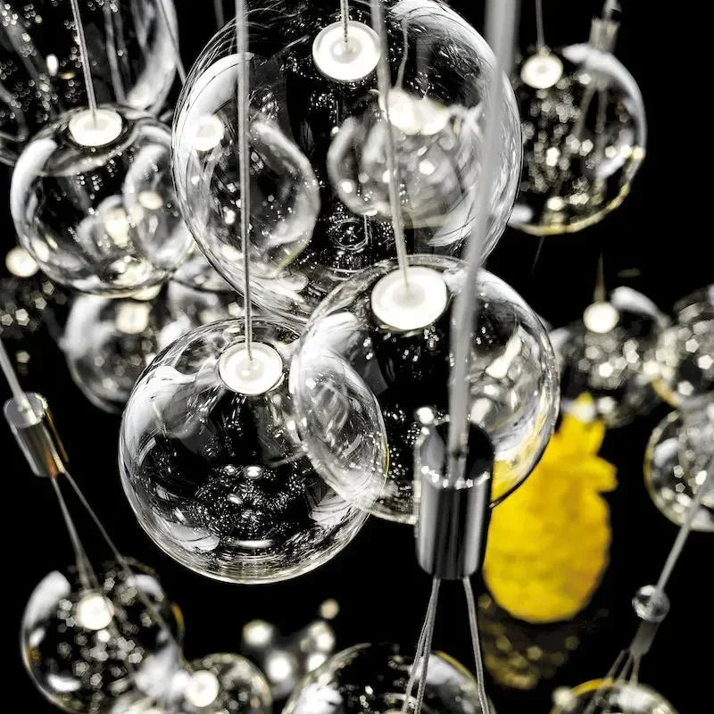 Axyaa Nordic LED Glass Chandelier for Living Dining Room, Restaurant - Pendant Lamp