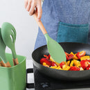 Axyaa Silicone Kitchen Utensils Set - Non-stick Cookware Spatula, Egg Beaters, Shovel & Wooden Handle