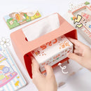 Axyaa Square Tissue Box & Phone Holder – Pink Desktop Decor Organizer