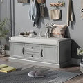 Axyaa Entryway Storage Bench with Drawers & Cabinets, Removable Cushion - End of Bed Bench