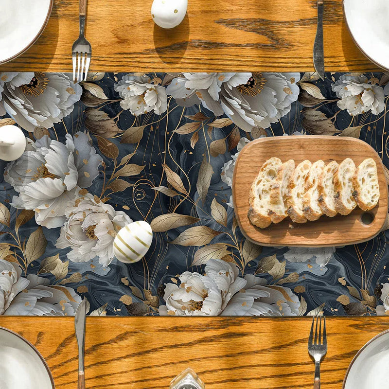 Axyaa 3D Effect Floral Table Runner for Farmhouse Dining Decor