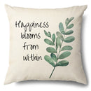 Axyaa Green Leaf Linen Pillowcase, Simple Style Decorative Sofa Cushion Cover