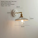 Axyaa Ceramic Sconce with Brass Arm - Handcrafted Porcelain Wall Lighting