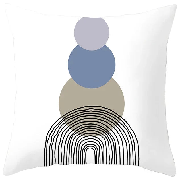 Axyaa Abstract Geometric Pillowcase in Nordic Blue Purple - Peach Skin Fabric