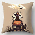 Axyaa Black Cat Pumpkin Halloween Pillow Cover - Sofa Bedroom Car Decor