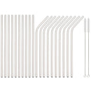 Axyaa Stainless Steel Straw Set: 20 Reusable Drinking Straws for Bar Party
