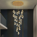 Axyaa Crystal Stair Chandelier: Modern LED Ceiling Light for Living Room