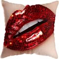 Pink Gold Lips Cushion Cover by Axyaa: Modern Nordic Diamond Painting Home Decor