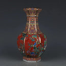 Axyaa Enamel Orange Flower Bird Vase | Antique Jingdezhen Porcelain Decor