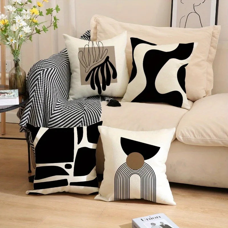 Geometric Line Pillowcase: Modern Nordic Style Home Decor by Axyaa