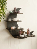 Axyaa Black Moon Wall Shelves 4-tier Floating Shelf Gothic Home Decor Crystal Display Rack