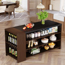 Axyaa Farmhouse Kitchen Island with Storage, 5-Tier Wood Coffee Bar Table