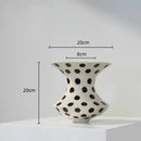 Axyaa Polka Dot Ceramic Vase Pot Home Decor Handicrafts Flower Arrangement Accessory