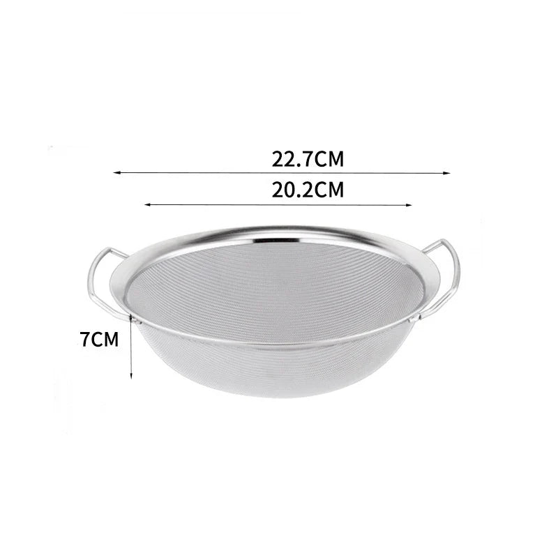 Axyaa Stainless Steel Flour Sieve Double Handle Food Filter Strainer Skimmer