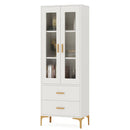 Axyaa LED Bookcase with Doors, Storage Drawers | Contemporary Shelf with Lighting