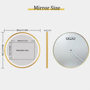 Axyaa Round LED Wall Mirror Gold Frame Anti-fog 3 Color Memory