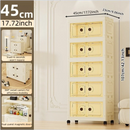 Axyaa 45cm Double-Door Storage Cabinet, Swivel Casters, Heavy-Duty, Kitchen/Bedroom/Living Room/Bathroom