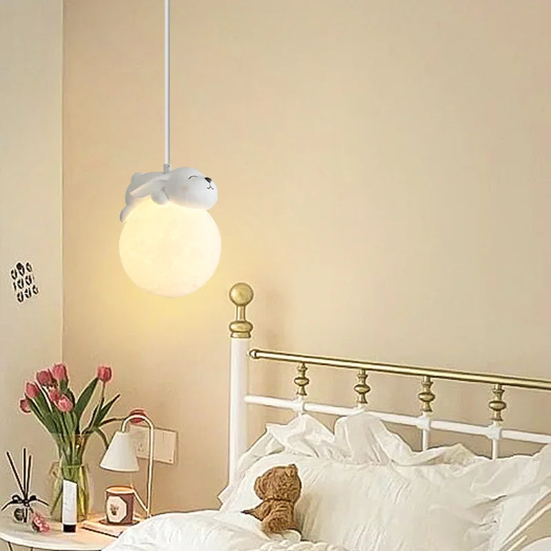 Axyaa Animal Resin Pendant Lamps for Kids' Room - Bear Rabbit Bunny Dog Sheep Chandelier