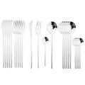 Axyaa Stainless Steel Western Flatware Set White Silver Tableware 24Pcs