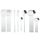 Axyaa Stainless Steel Western Flatware Set White Silver Tableware 24Pcs
