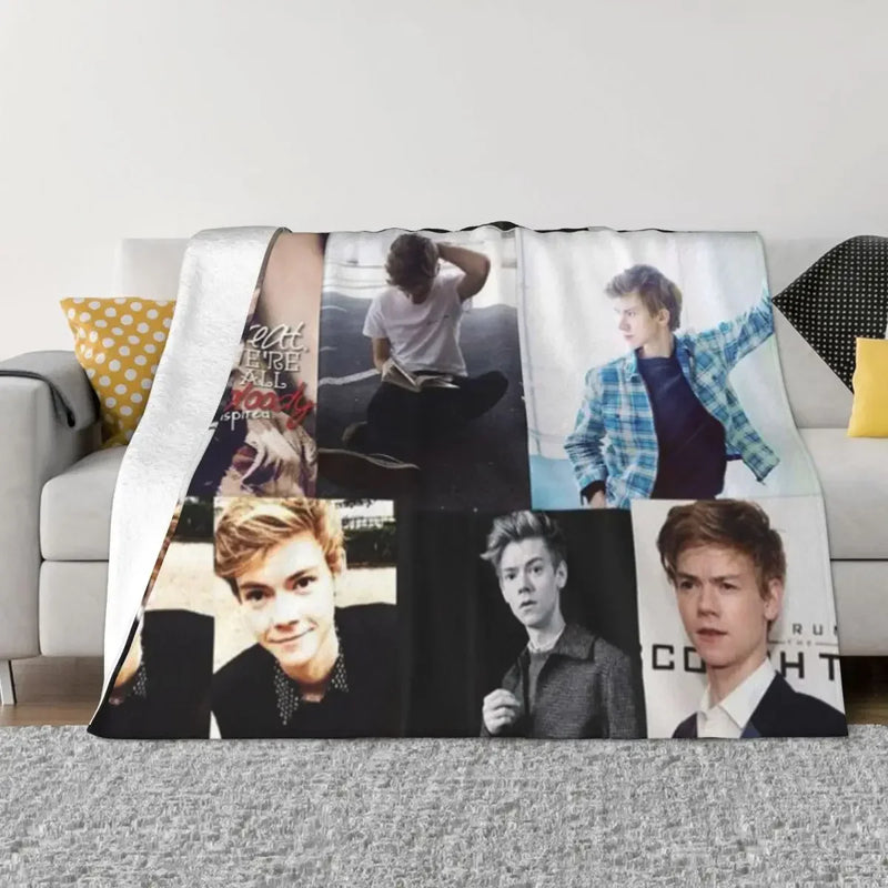 Axyaa Thomas Brodie-Sangster Collage Throw Blanket for Sofas